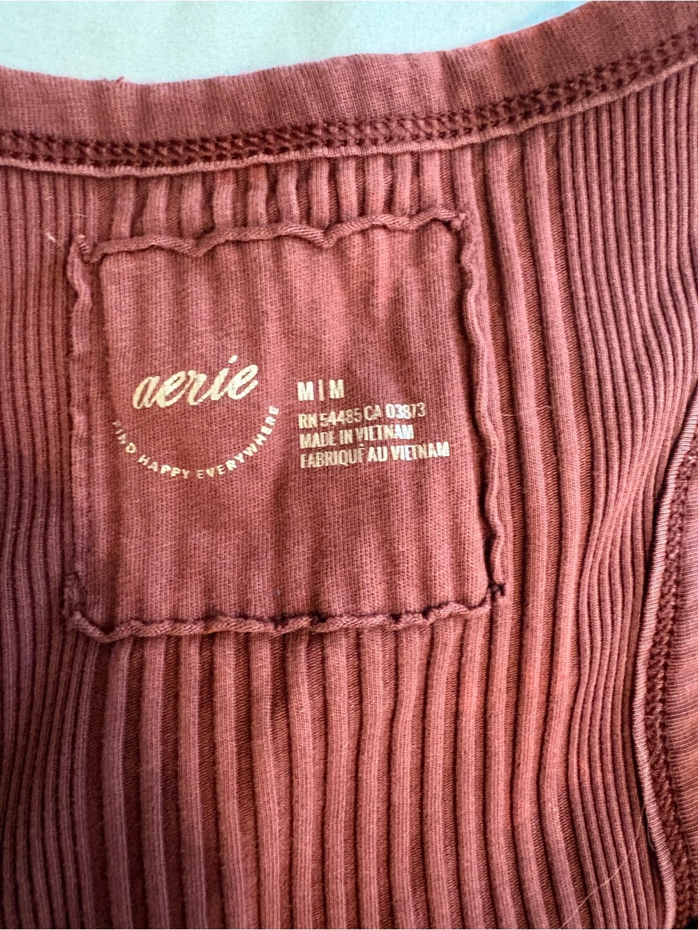 aerie Ribbed Henley Tank Top in Brick Red - Picture 3 of 3